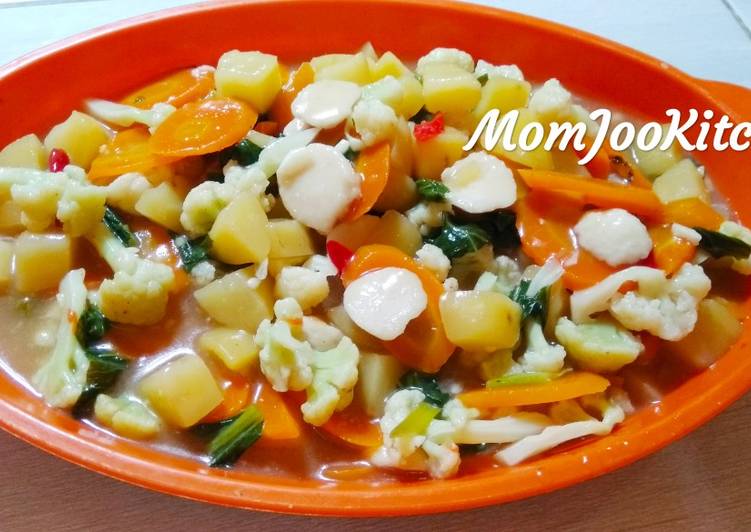 Cara membuat Capcay sayur baso ikan yang lezat dan Mudah Dibuat