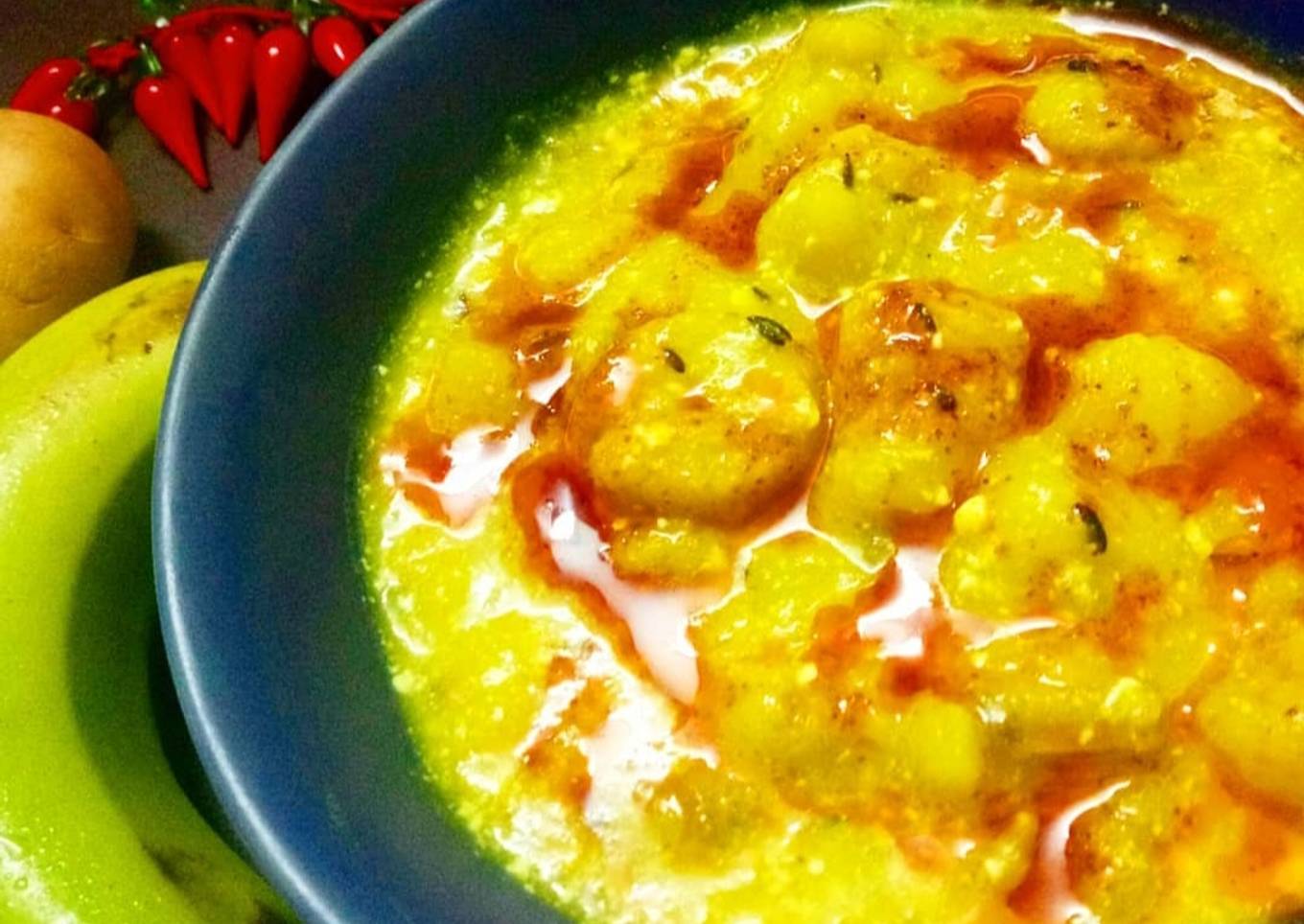 Raw banana and potato curry