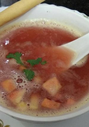A picture of Carrot and gooseberry soup.