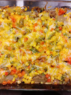 A picture of Ground beef casserole.