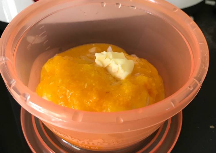 Cara Membuat Mpasi 6month bubur beras putih saus jagung dan wortel + ub yang Gurih