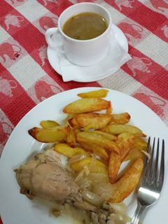 Una foto de Pollo al coñac