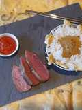 Riz aux œufs et magret de canard