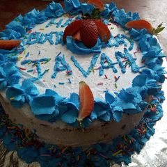 A picture of Passion Cake With decorations.