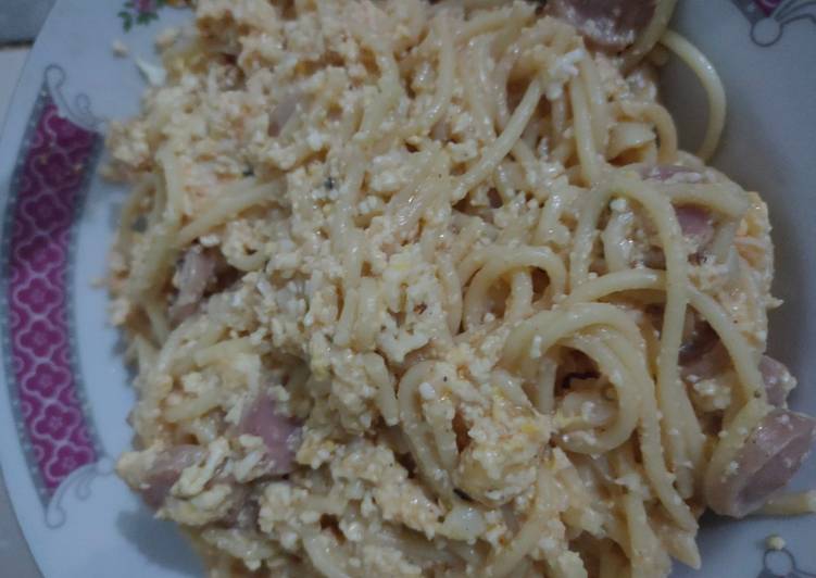Spagheti carbonara simple ala rumahan