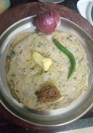 A picture of Palak paratha.