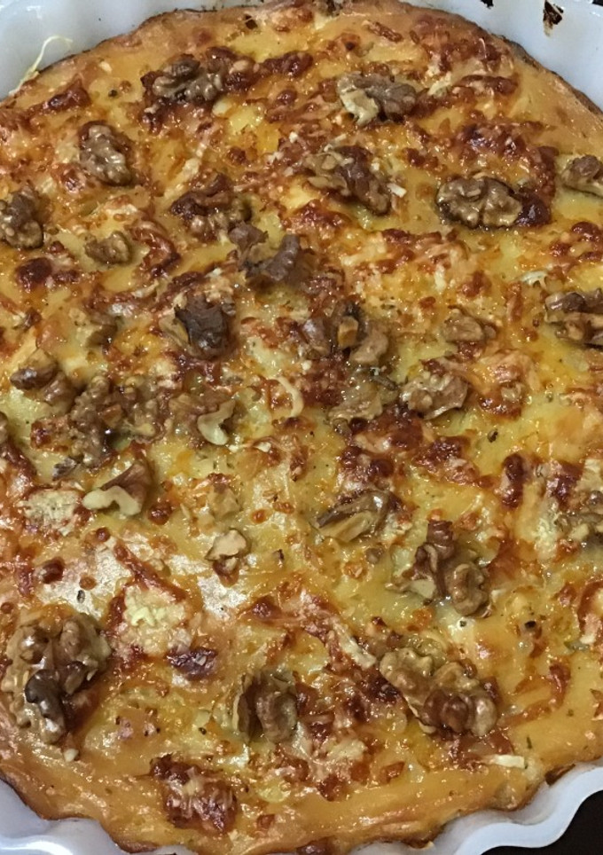 Una foto de Gratín de pollo con queso de nueces