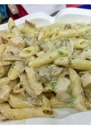 A picture of White sauce penne pasta.
