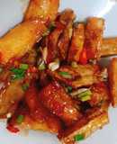 Da heo chay cháy tỏi ớt (chay)