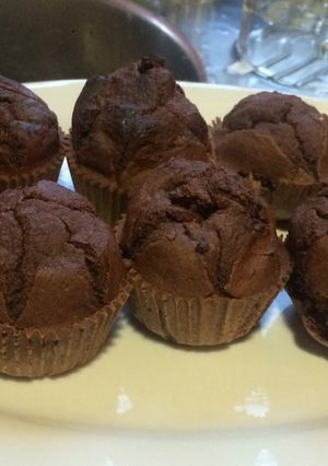 Una foto de Magdalenas de frambuesa y chocolate