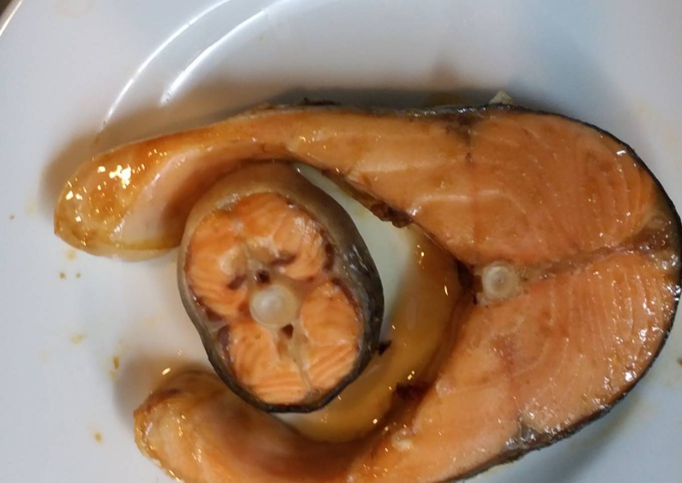 Salmon steak panggang with washabi