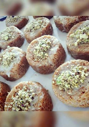 صورة لوصفة كنافه كب كيك بالحشوه كريمه