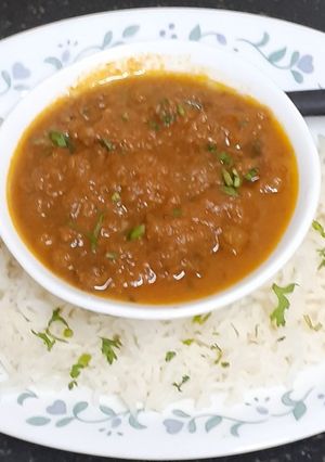 A picture of Black chickpea curry / kale chane ki curry.