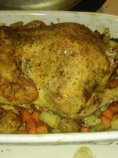 A picture of Garlic Butter and Herb Oven Roasted Chicken and Vegetables.