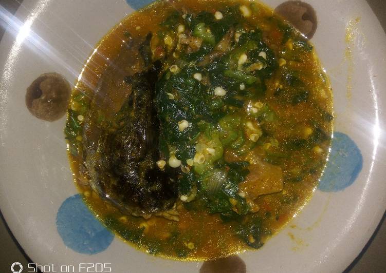 Okro soup with smoked fish