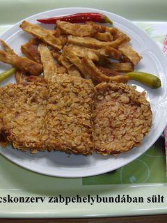 Párizsi és löncskonzerv zabpehelybundában, sült zellerrel recept fotója