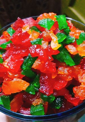A picture of Tuttifrutti from leftover watermelon rinds.