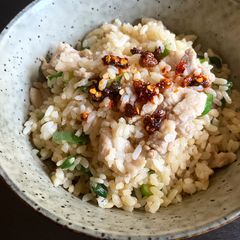 A picture of Microwave Pork & Spring Onion Fried Rice.