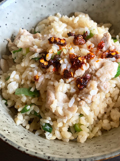 A picture of Microwave Pork & Spring Onion Fried Rice.