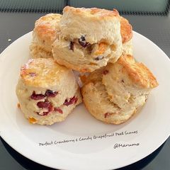 Perfect Cranberry & Candy Grapefruit Peel Scones A picture of Perfect Cranberry & Candy Grapefruit Peel Scones.
