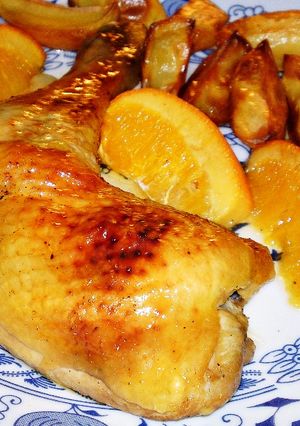 Narancsos - mézes csirkecombok recept fotója