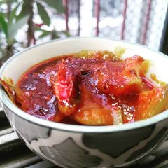 A picture of Raw mango subji.