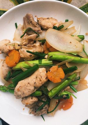 Hình của món Ức gà xào rau củ < Eat clean >.