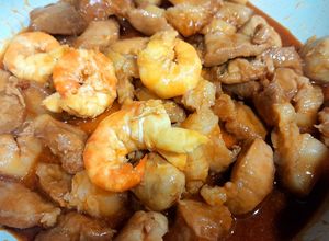 Hình của món Tôm nõn rang thịt.