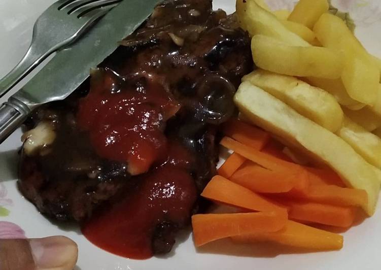 Resep Chicken steak saos barbeque, Enak Banget