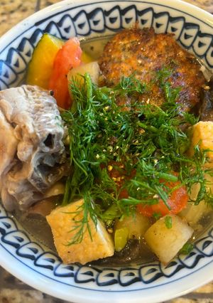 A picture of Vietnamese Dill Fish Cake Noodle Soup (Bún chả cá thìa là).