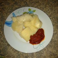 A picture of Water yam and stew.
