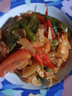 Foto resep Tauco tumis udang, tahu dan tempe