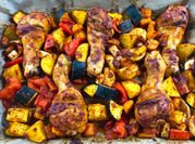 A picture of potato vegetables chicken