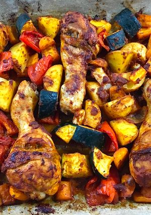 A picture of Baked Chicken Drum with Potato and Vegetable | So simple and delicious!!!.
