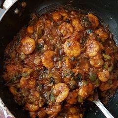 A picture of Prawns bitter guard curry.