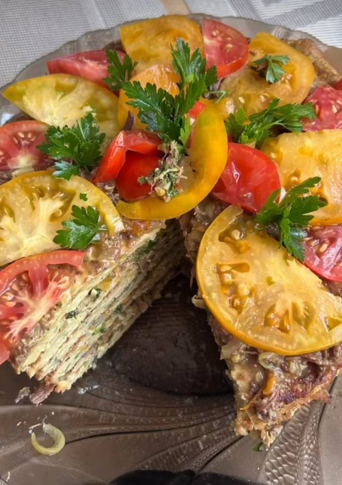 Торт з кабачків та курячим мʼясом🥒🍗