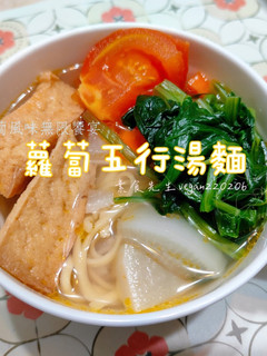蘿蔔風味無限饗宴😋蘿蔔五行湯麵🍜 的食譜成品照片