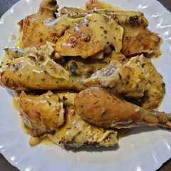 A picture of Bake Chicken with Sauce.