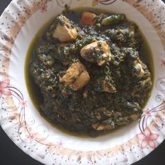 Chicken spinach fenugreek leaves A picture of Chicken spinach fenugreek leaves.