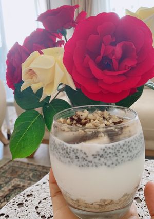 Hình của món Puding Yến mạch,sữa chua và hạt chia 🍌🥛🥜.