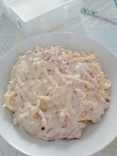 Una foto de Spaghetti a la carbonara