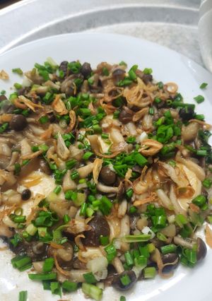Hình của món Đậu non sốt nấm hành (món chay).