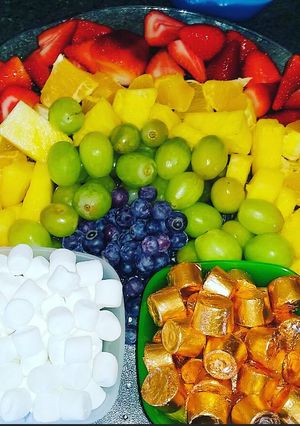 A picture of St. Patty's Rainbow Fruit Platter.