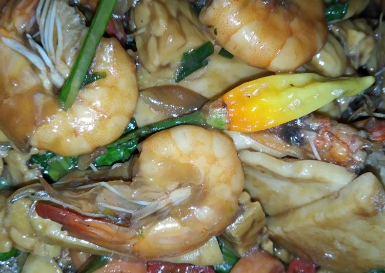 Tumis udang sosis cireng
