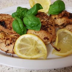 A picture of My Roasted Lemon Basil Chicken.