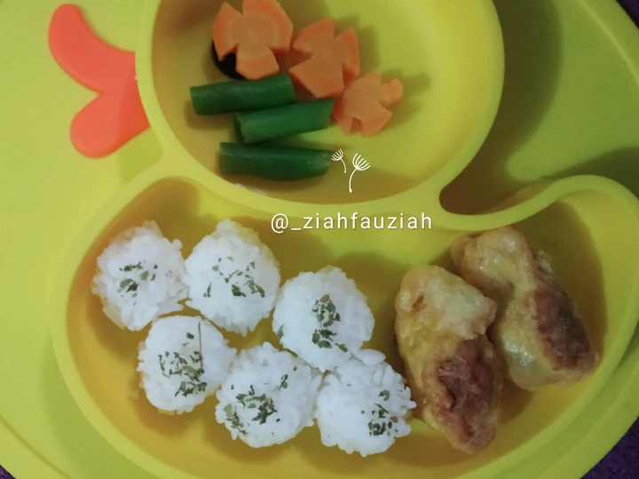 Langkah Mudah untuk Membikin Resep MPASI 16M+ Rice Ball with EGG ROLL LAMB yang Uenak Anti Ribet, Mantap Sekali