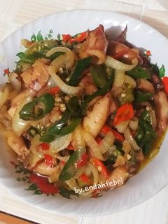 Foto resep Tumis cumi asin cabai hijau