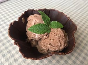 Foto principal de Helado de yogur griego, chocolate y cookies