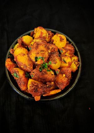 A picture of Baby Potato Fry with Corn Flour.