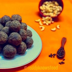 Protein power balls-Black urad dal & ragi laddus A picture of Protein power balls-Black urad dal & ragi laddus.